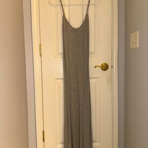 Chic Spaghetti Strap Heather Gray Maxi Dress